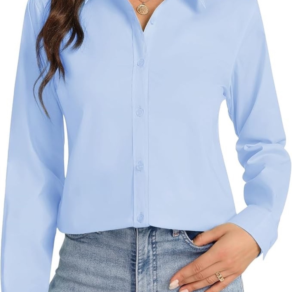 Nordstrom Rack Professional Blouse XL Blue Long Sleeves BRAND NEW